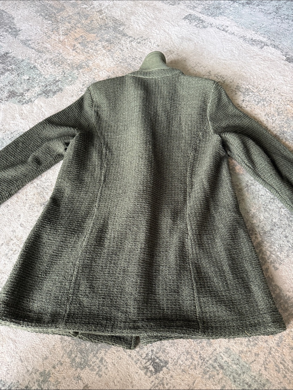 Chico's Olive Green Pocketed Double-Breasted Knit Blazer, Size 1/M - Picture 8 of 8